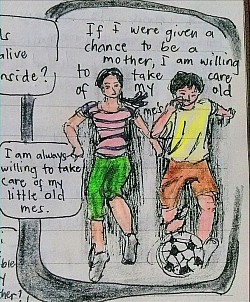 sketch of kids playing